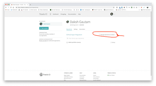 Travis CI Settings